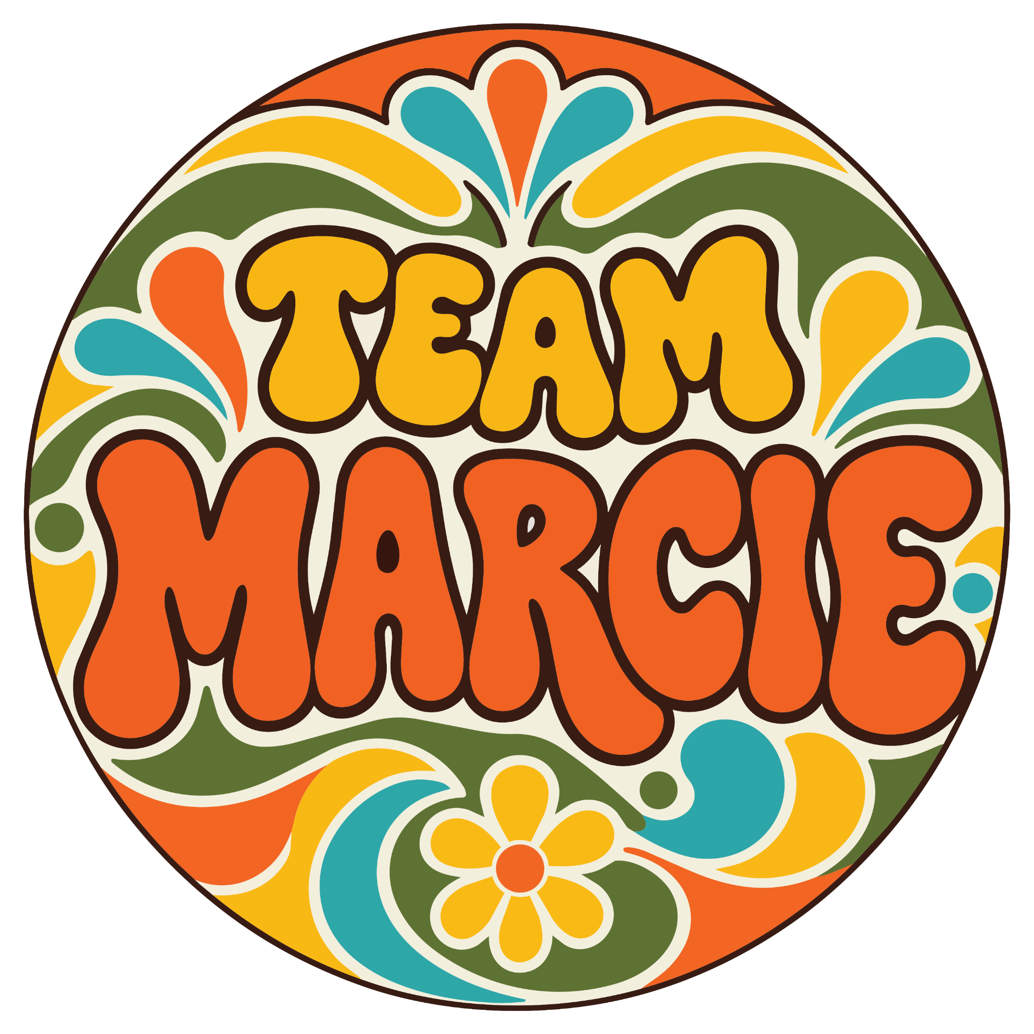 Team Marcie retro floral logo